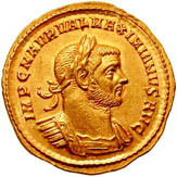 RIC V Diocletian 492 Maximian obverse, Bust of Maximian, laureate, draped, cuirassed, right, or bust of Maximian, laureate...