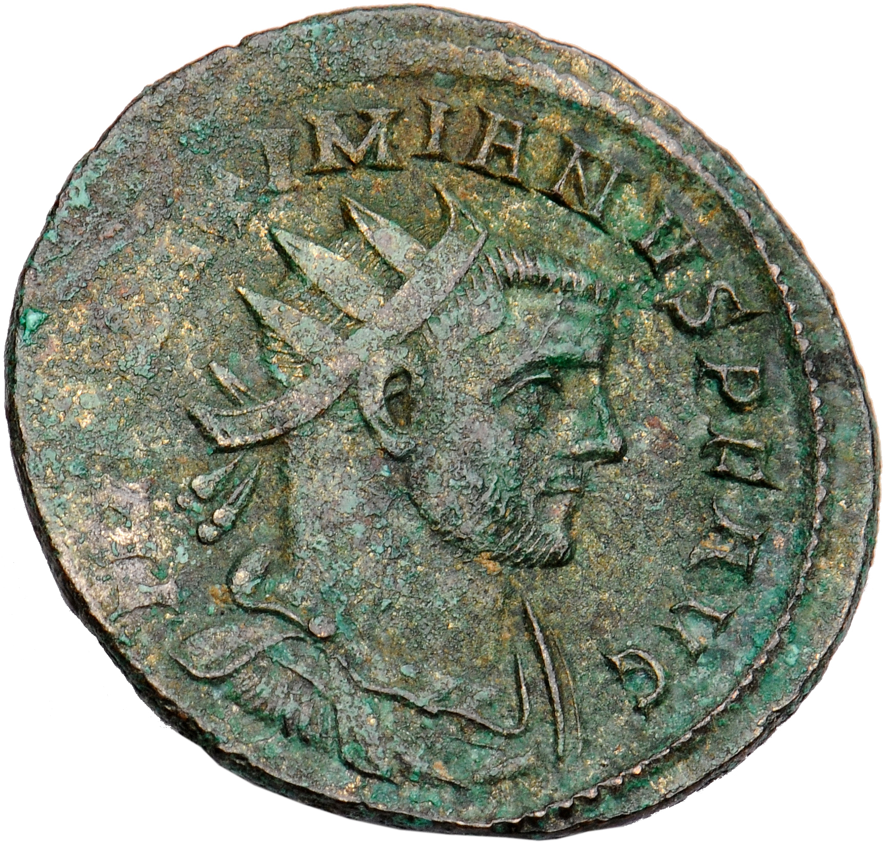 RIC V Diocletian 506 Maximian obverse, Bust of Maximian, radiate, draped, right, or bust of Maximian, radiate, draped, cui...