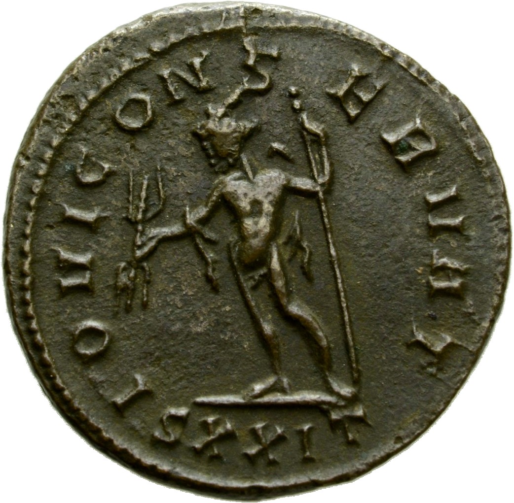 RIC V Diocletian 559 Maximian reverse, Jupiter, standing left, holding thunderbolt in right hand and sceptre in left hand