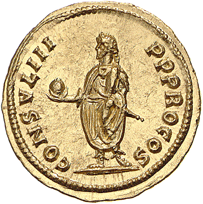 RIC V Diocletian 596 Diocletian reverse, Maximian, draped, cuirassed, standing left, holding globe in right hand