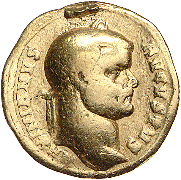RIC V Diocletian 599 Diocletian obverse, Head of Maximian, laureate, right