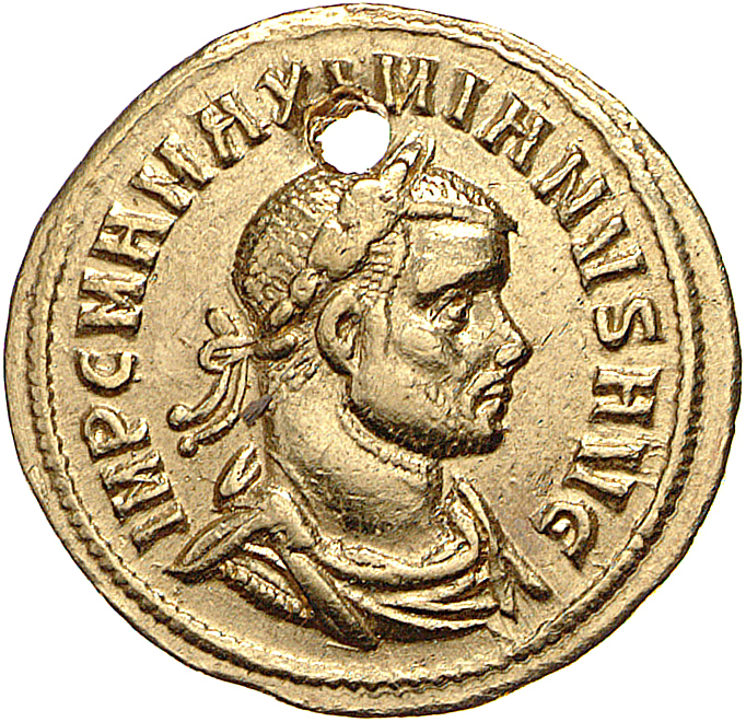 RIC V Diocletian 603 Diocletian obverse, Bust of Maximian, laureate, draped, right