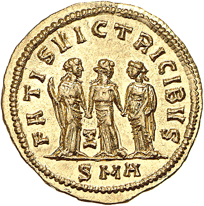 RIC V Diocletian 617 Diocletian reverse, The Parcae, draped, standing, clasping hands