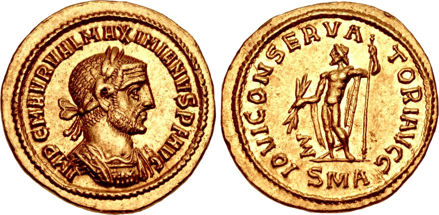 RIC V Diocletian 620 Diocletian obverse — Bust of Maximian, laureate, cuirassed, right
