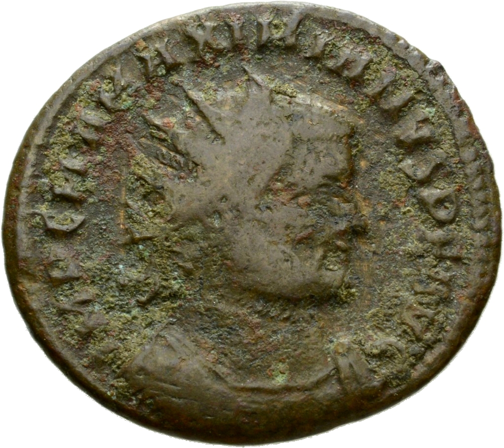 RIC V Diocletian 621 Diocletian obverse, Bust of Maximian, radiate, cuirassed, right