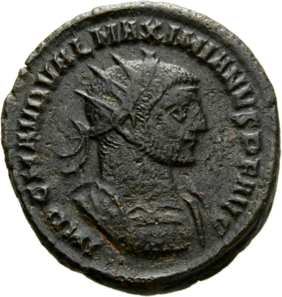 RIC V Diocletian 622 Diocletian obverse, Bust of Maximian, radiate, cuirassed, right