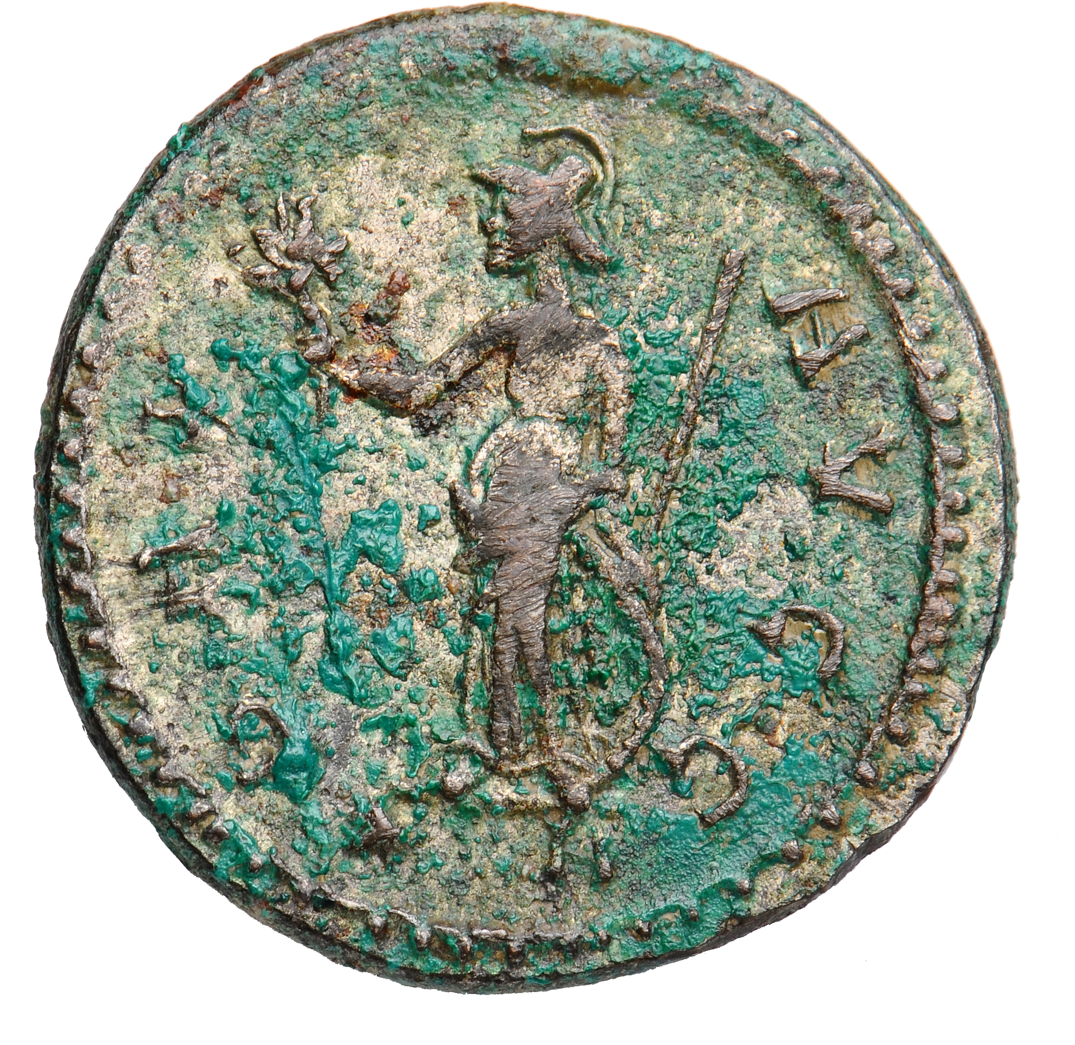 RIC V Diocletian 63 Maximian reverse, Minerva, helmeted, draped, standing left, holding olive-branch in right hand and spe...