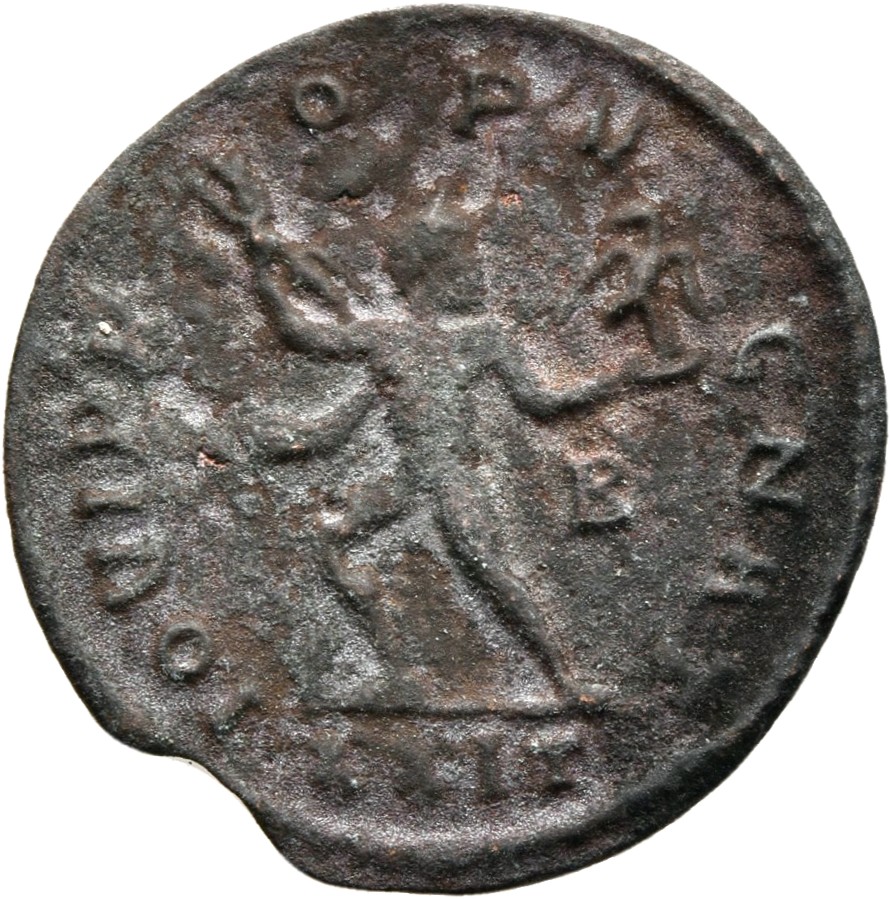 RIC V Diocletian 713 Maximian reverse, Jupiter, running left, holding thunderbolt in right hand and eagle in left hand