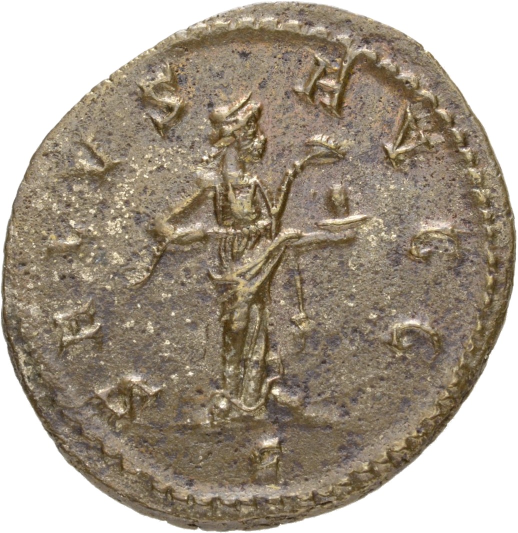 RIC V Diocletian 89 Maximian reverse, Salus, draped, standing right, feeding snake held in arms
