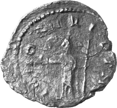 RIC V Dryantilla 2 Dryantilla reverse, Juno, draped, standing left, holding uncertain object in right hand and double corn...