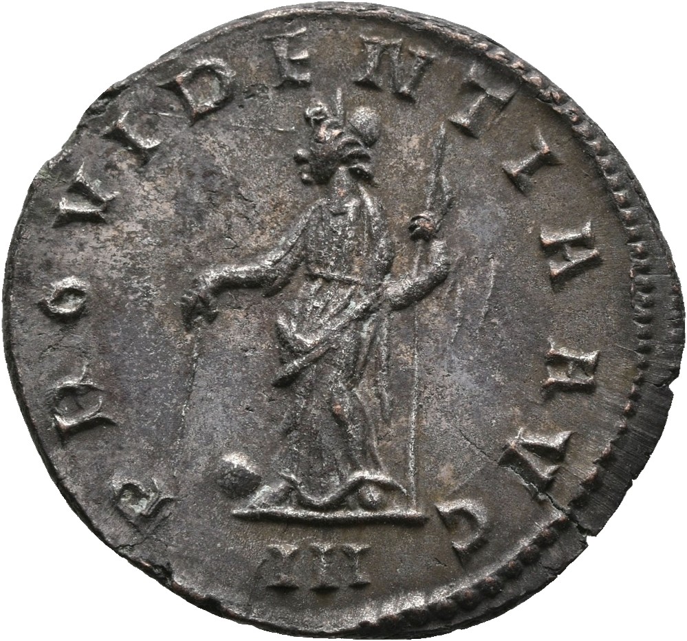 RIC V Florian 10 Florianus reverse, Providentia, draped, standing left, holding baton in right hand and sceptre in left ha...
