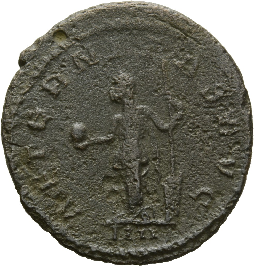 RIC V Florian 2 Florianus reverse, Aeternitas, draped, standing left, holding globe in right hand and rudder in left hand