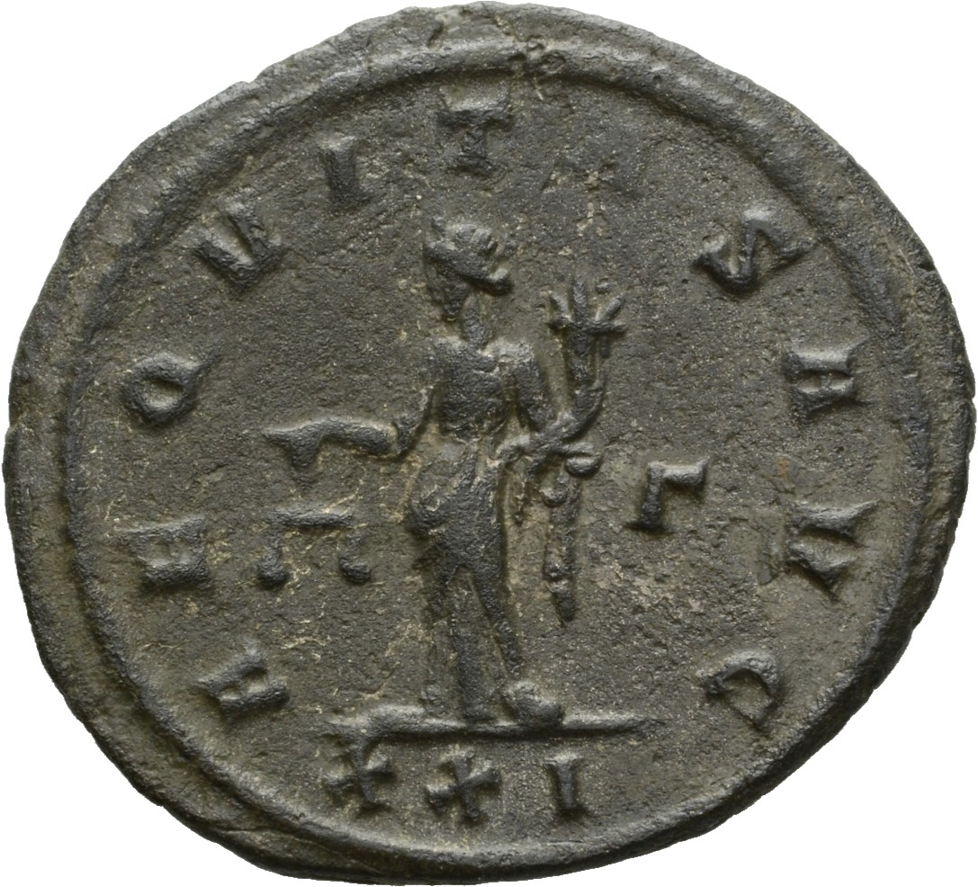 RIC V Florian 25 Florianus reverse, Aequitas, draped, standing left, holding scales in right hand and cornucopiae in left ...
