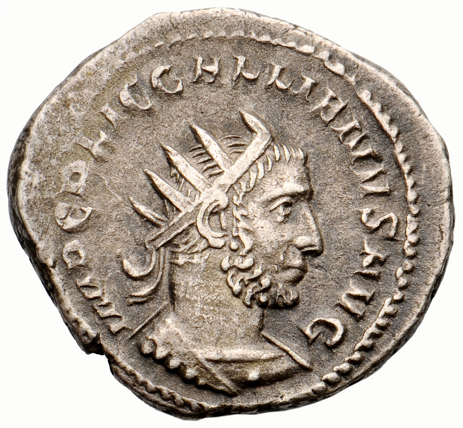 RIC V Gallienus (joint reign) 132 Valerian obverse, Drapierte Panzerbüste des Gallienus mit Strahlenkrone in Rückenansicht...