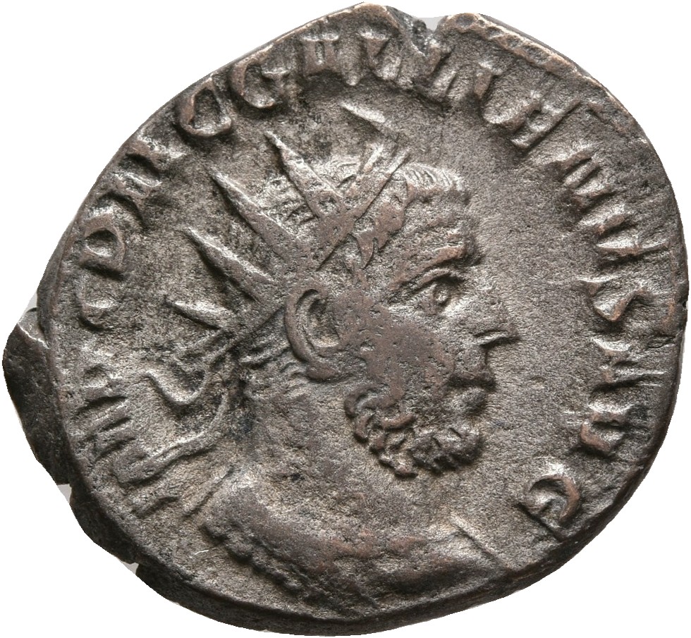 RIC V Gallienus (joint reign) 132cB Valerian obverse — Bust of Gallienus, radiate, draped, cuirassed, right