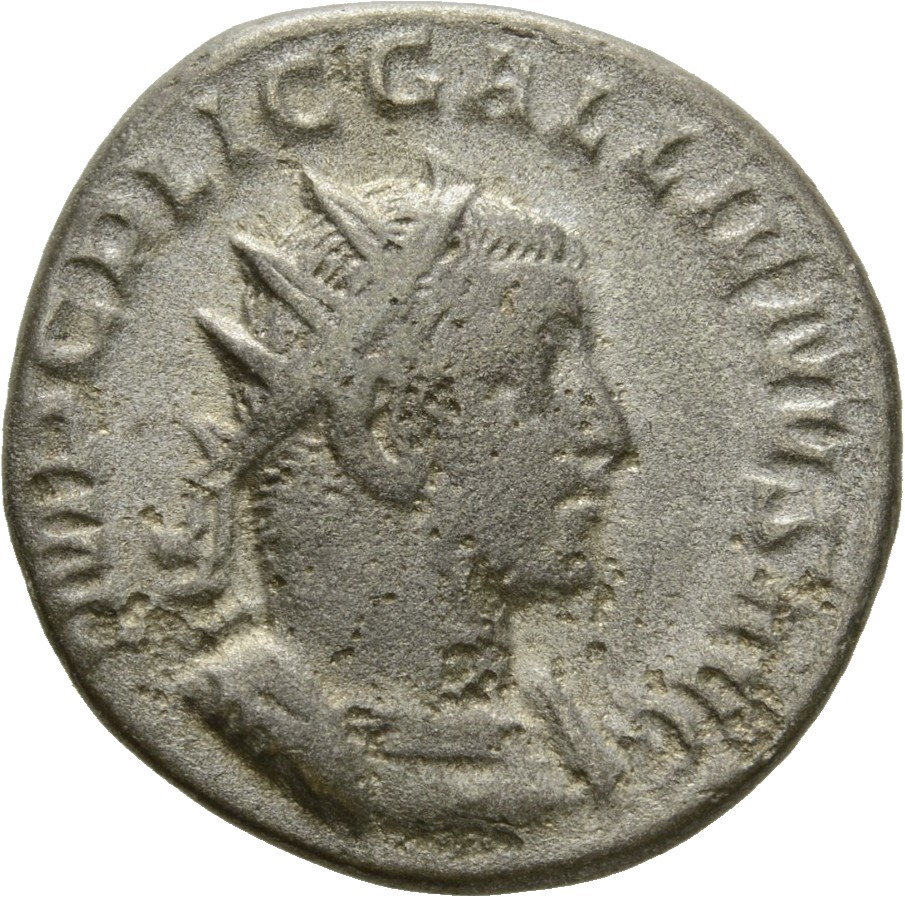 RIC V Gallienus (joint reign) 143cA Valerian obverse — Bust of Gallienus, radiate, draped, cuirassed, right