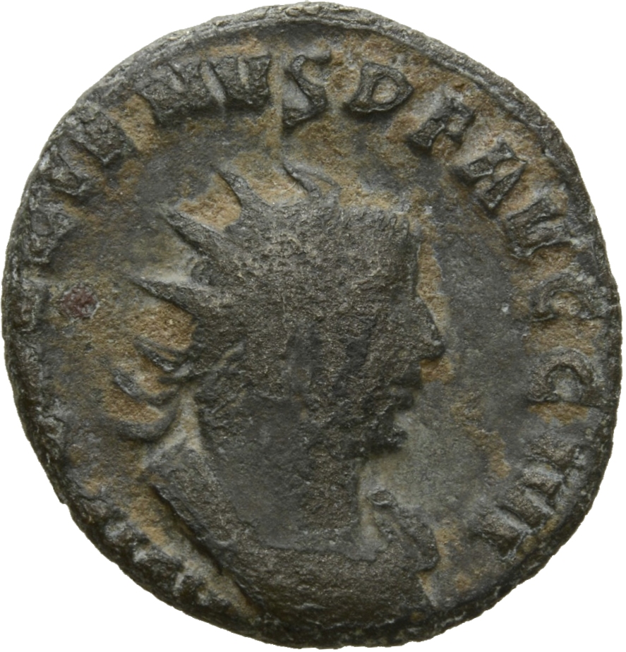 RIC V Gallienus (joint reign) 157c Valerian obverse, Bust of Gallienus, radiate, draped, cuirassed, right