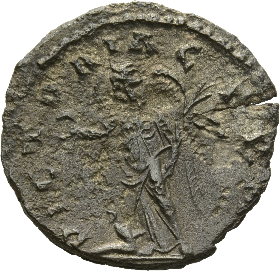 RIC V Gallienus (joint reign) 175 Valerian reverse, Victory, winged, draped, standing left, holding wreath in right hand a...