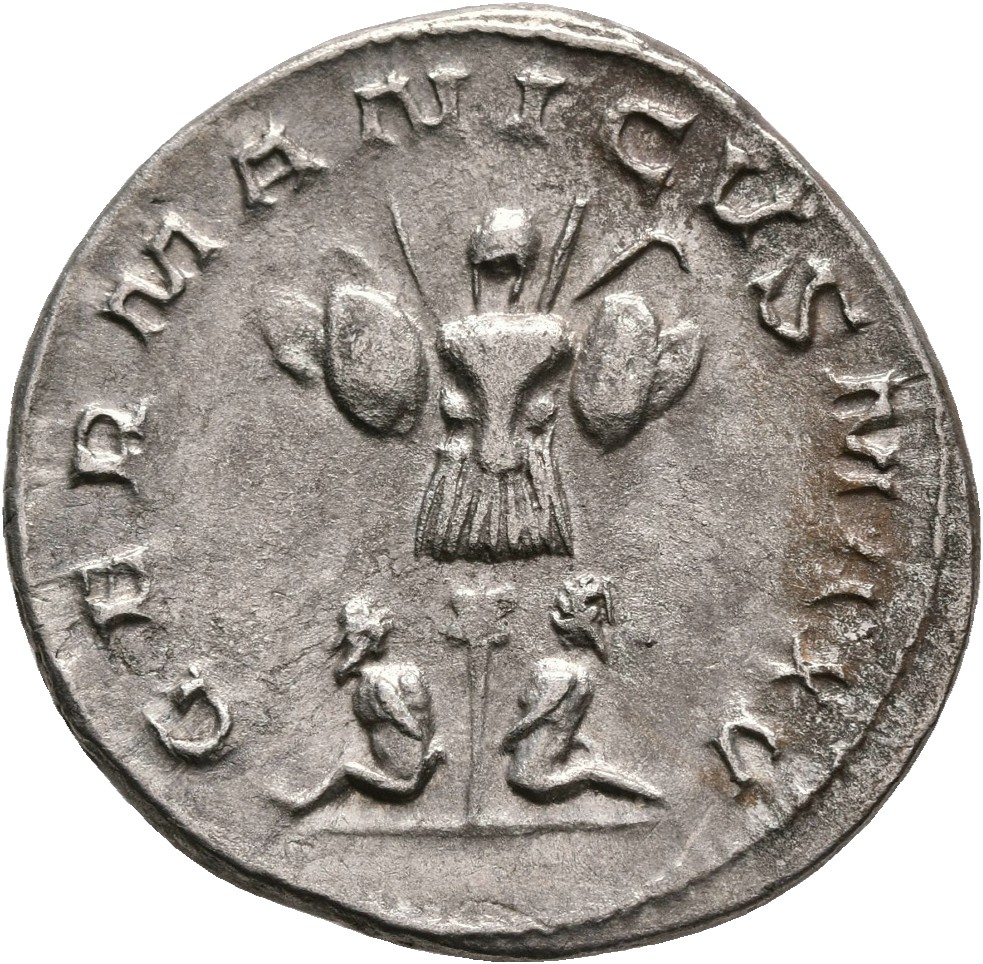 RIC V Gallienus (joint reign) 18(a) Valerian reverse, Trophy between two captives