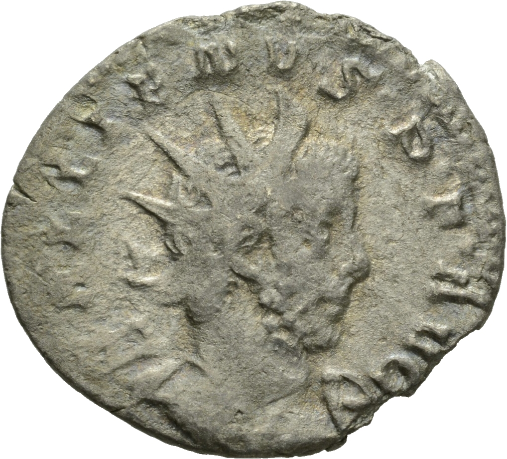 RIC V Gallienus (joint reign) 18 Valerian obverse, Drapierte Panzerbüste des Gallienus mit Strahlenkrone in Vorderansicht ...