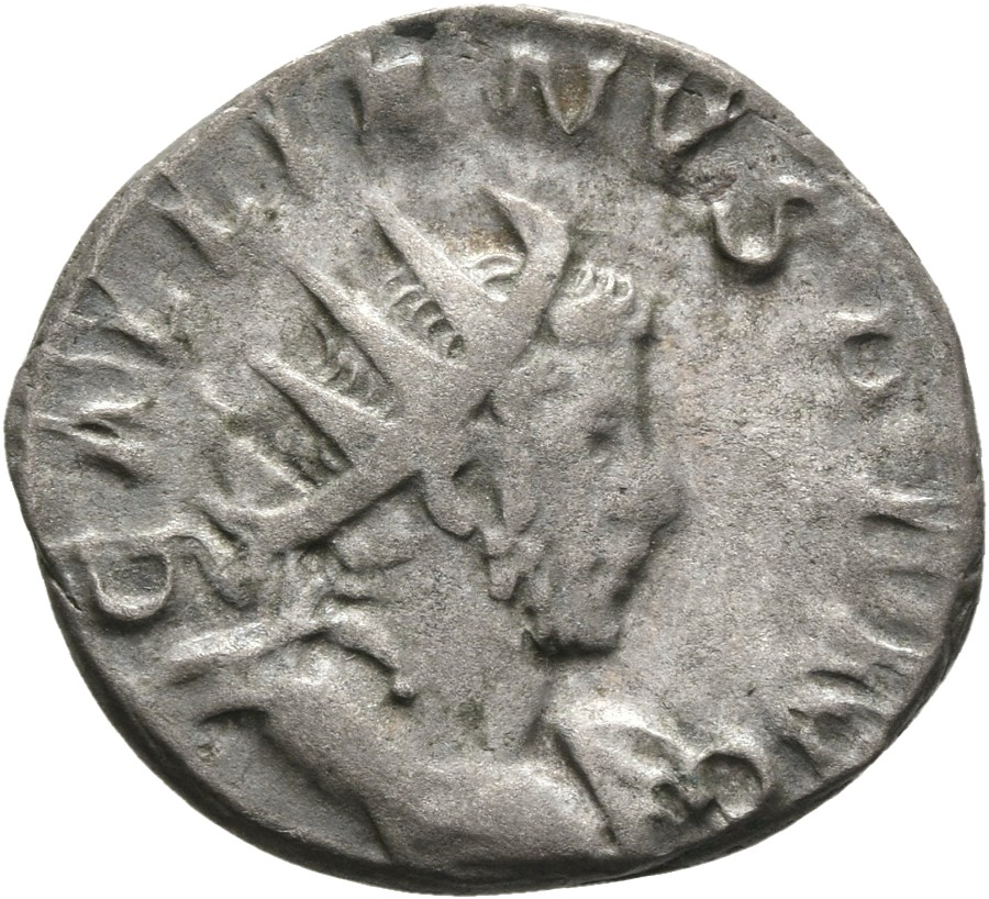 RIC V Gallienus (joint reign) 18 Valerian obverse — Drapierte Panzerbüste des Gallienus mit Strahlenkrone in Vorderansicht...
