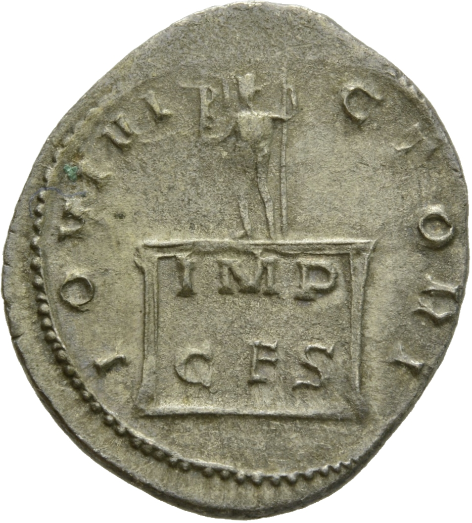 RIC V Gallienus (joint reign) 21 Valerian reverse, Jupiter, holding Victory in right hand and spear in left hand, standing...