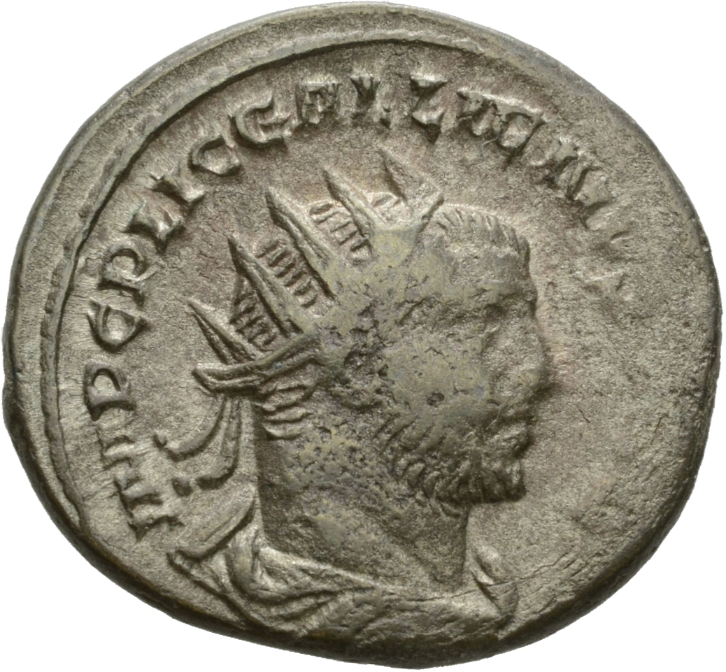 RIC V Gallienus (joint reign) 289 Valerian obverse, Bust of Gallienus, radiate, draped, right