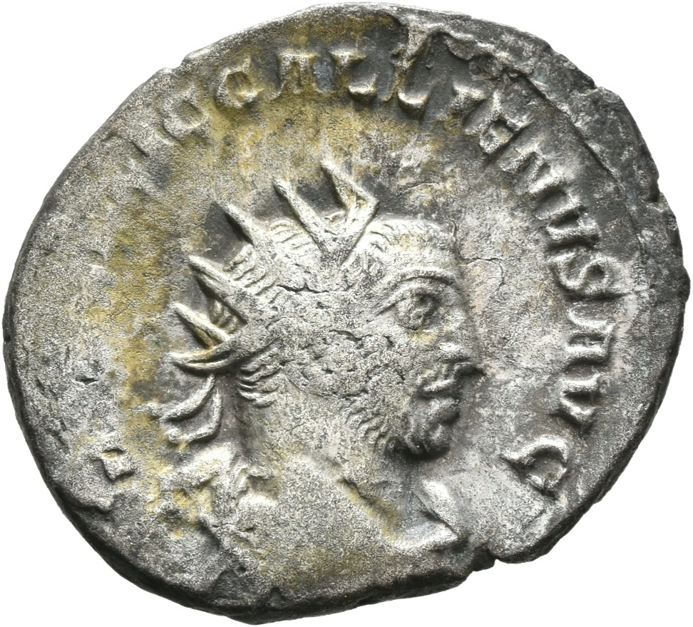 RIC V Gallienus (joint reign) 292 Valerian obverse, Bust of Gallienus, radiate, draped, right