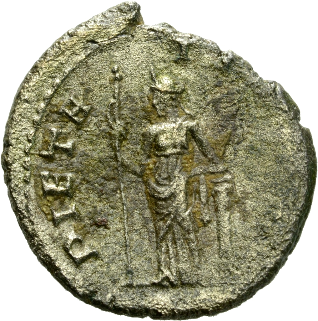 RIC V Gallienus (joint reign) 295 Valerian reverse, Pietas, draped, standing left, leaning on column, holding sceptre in r...