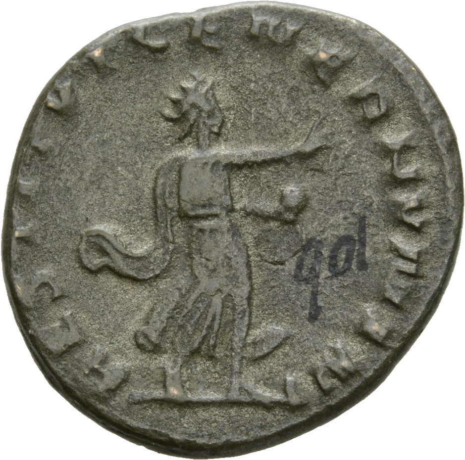 RIC V Gallienus (joint reign) 296 Valerian reverse, Gallienus, walking right, raising right hand and holding globe in left...