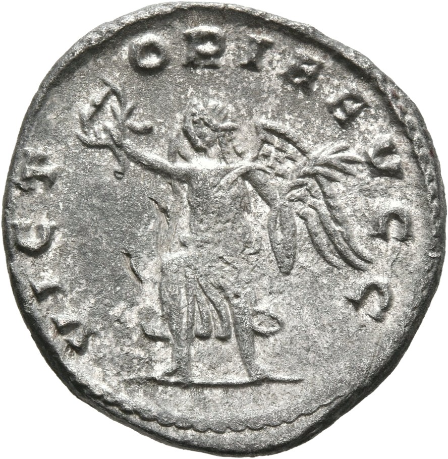 RIC V Gallienus (joint reign) 299 Valerian reverse, Victory, winged, draped, standing or walking left, holding wreath in r...