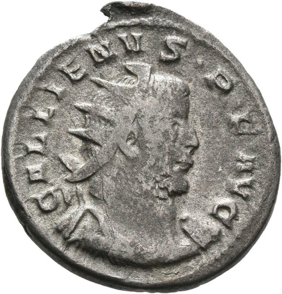 RIC V Gallienus (joint reign) 29c Valerian obverse, Bust of Gallienus, radiate, draped, cuirassed, right