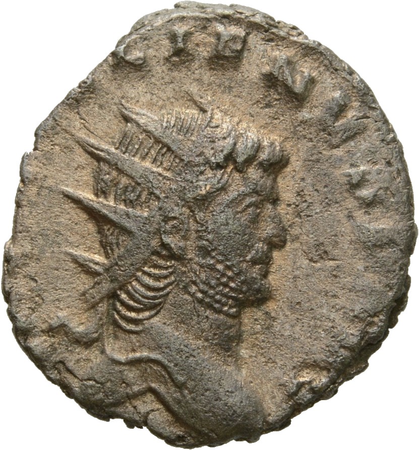 RIC V Gallienus (joint reign) 307 Valerian obverse, Head of Gallienus, radiate, right