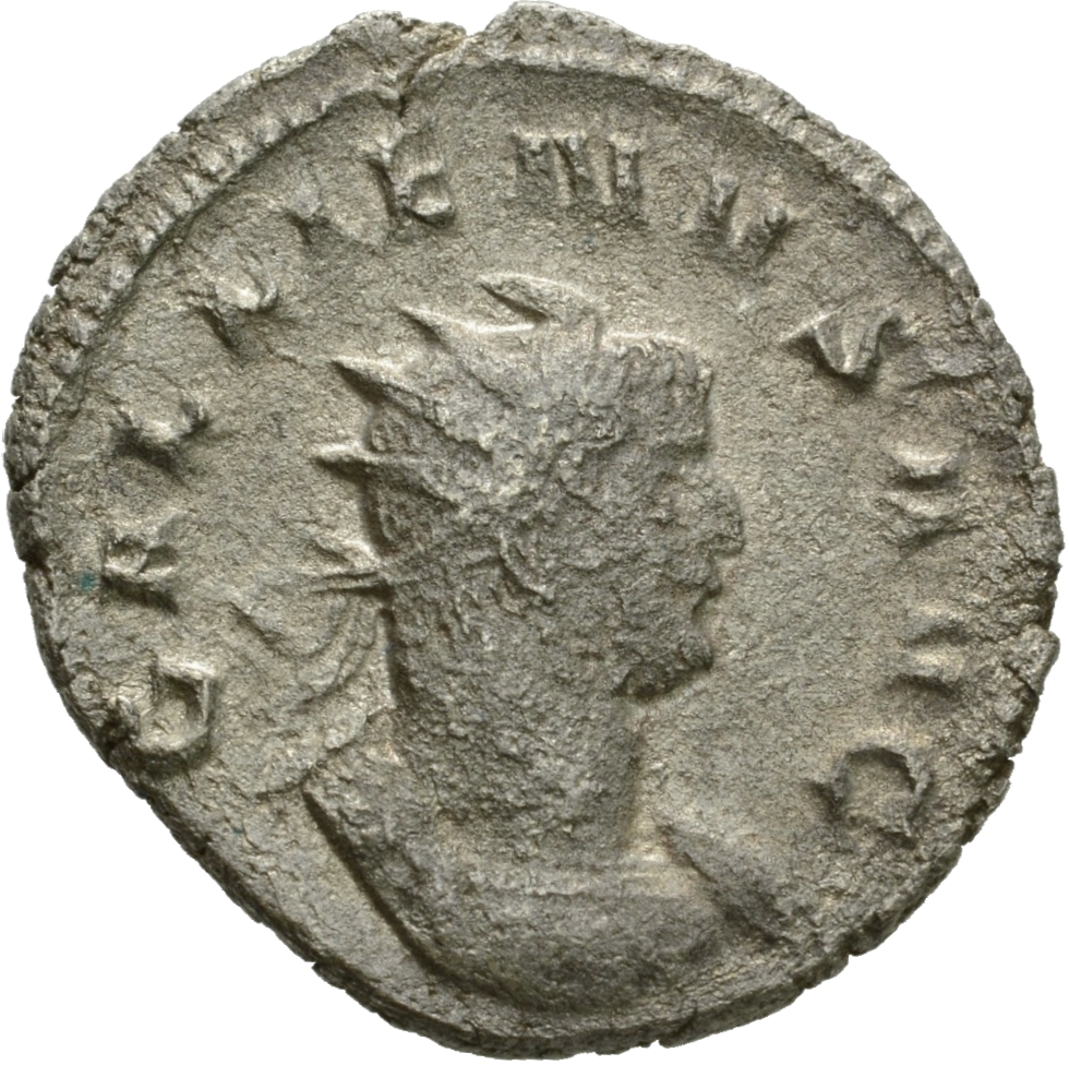 RIC V Gallienus (joint reign) 315f Valerian obverse, Bust of Gallienus, radiate, cuirassed, right