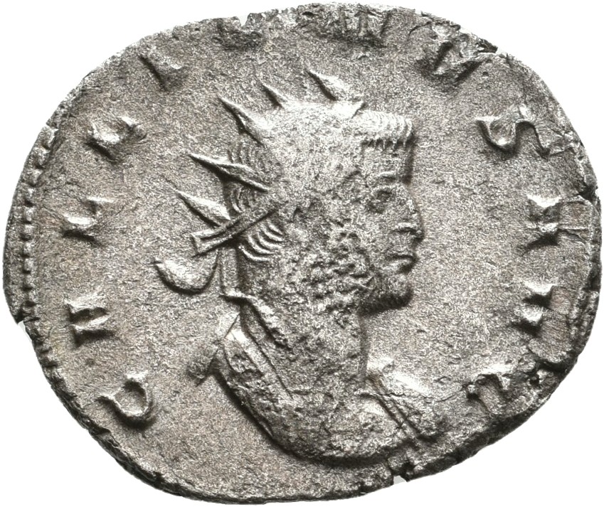 RIC V Gallienus (joint reign) 322f Valerian obverse, Bust of Gallienus, radiate, cuirassed, right