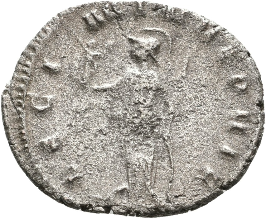 RIC V Gallienus (joint reign) 322f Valerian reverse, Minerva, helmeted, draped, standing left, holding Victory in right ha...