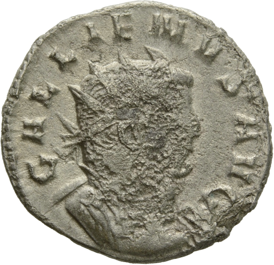 RIC V Gallienus (joint reign) 343f Valerian obverse, Bust of Gallienus, radiate, cuirassed, right