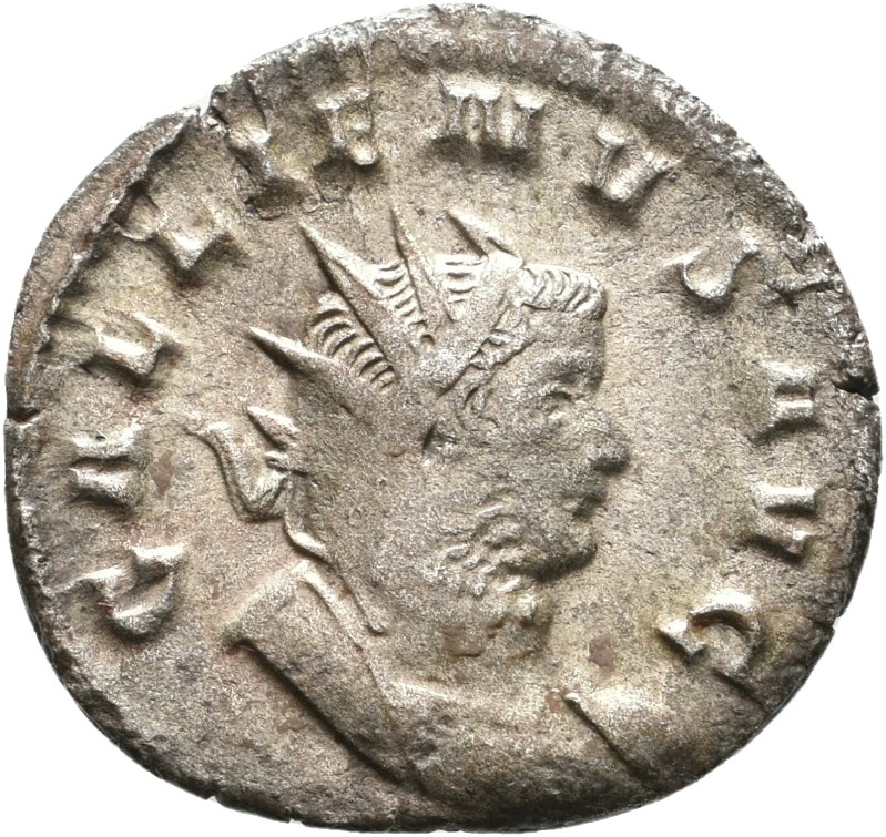 RIC V Gallienus (joint reign) 357f Valerian obverse, Bust of Gallienus, radiate, cuirassed, right