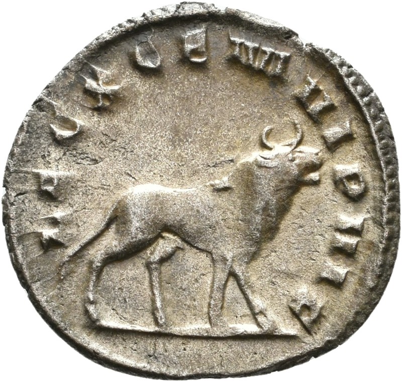 RIC V Gallienus (joint reign) 357f Valerian reverse, Bull, right