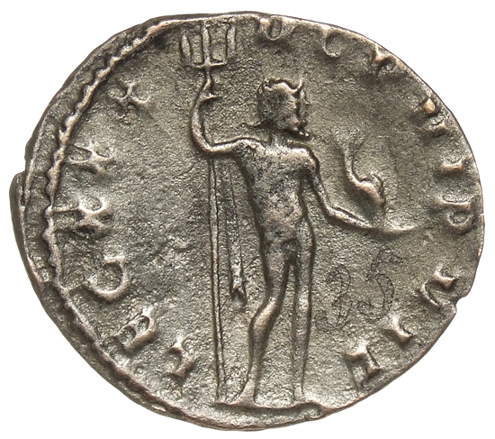 RIC V Gallienus (joint reign) 368 Valerian reverse, Neptune, nude except for cloak draped over shoulders, standing right, ...
