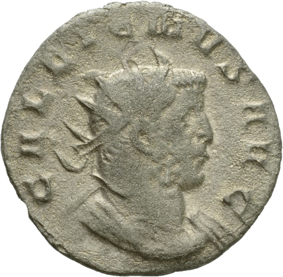 RIC V Gallienus (joint reign) 368f Valerian obverse, Bust of Gallienus, radiate, cuirassed, right