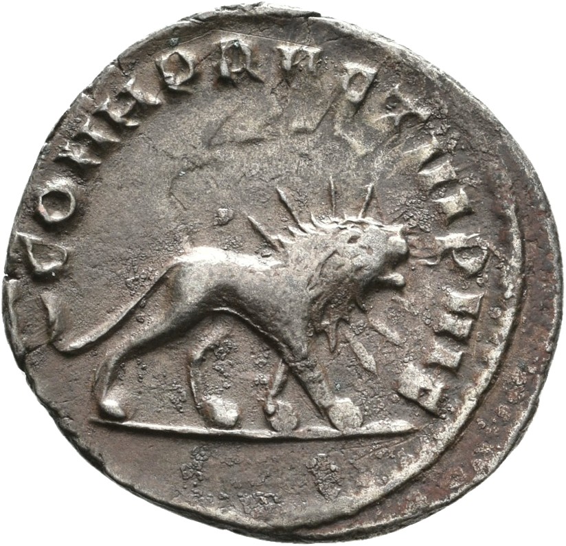 RIC V Gallienus (joint reign) 370a Valerian reverse, Lion, right