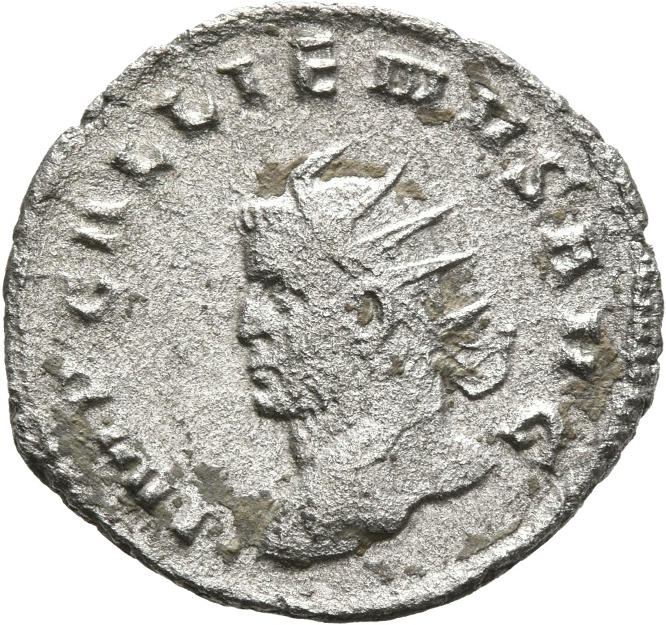 RIC V Gallienus (joint reign) 380l Valerian obverse, Head of Gallienus, radiate, left