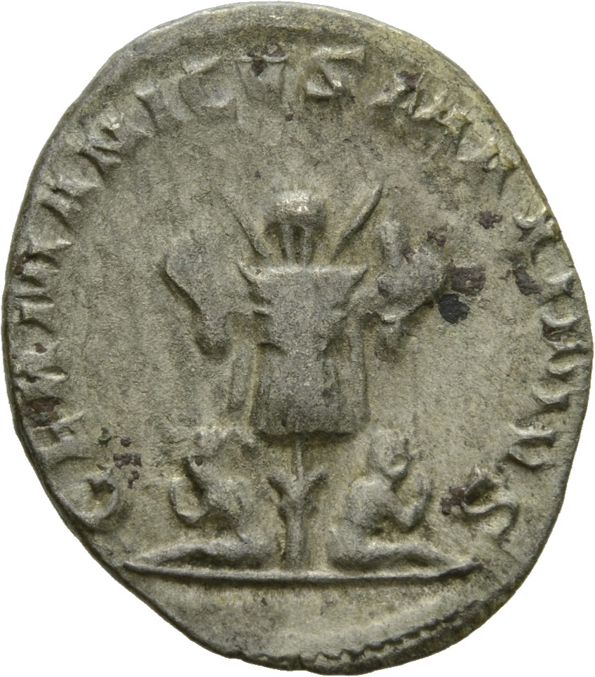 RIC V Gallienus (joint reign) 382c Valerian reverse, Trophy between two captives