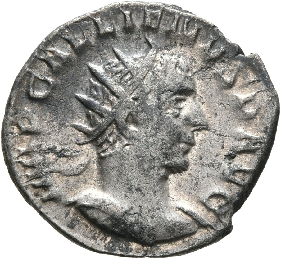 RIC V Gallienus (joint reign) 395 Valerian obverse, Bust of Gallienus, radiate, cuirassed, right