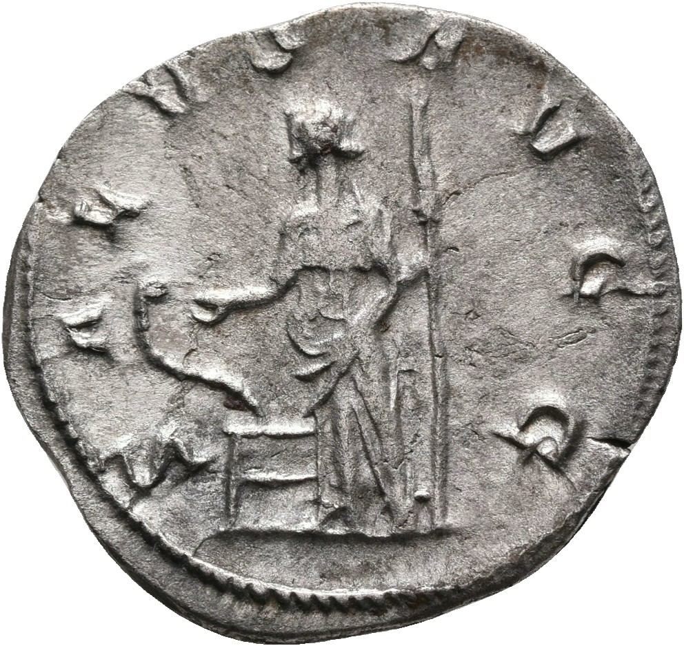 RIC V Gallienus (joint reign) 397c Valerian reverse, Salus, draped, standing left, feeding out of patera in right hand ser...
