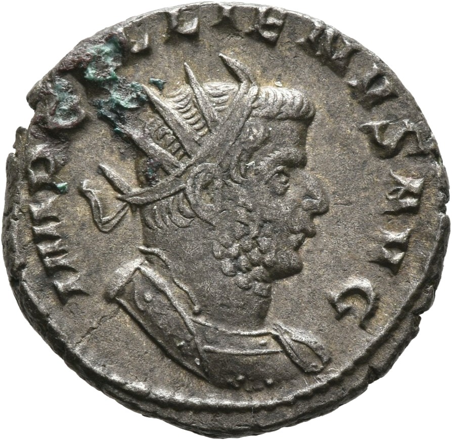 RIC V Gallienus (joint reign) 405f Valerian obverse, Bust of Gallienus, radiate, cuirassed, right