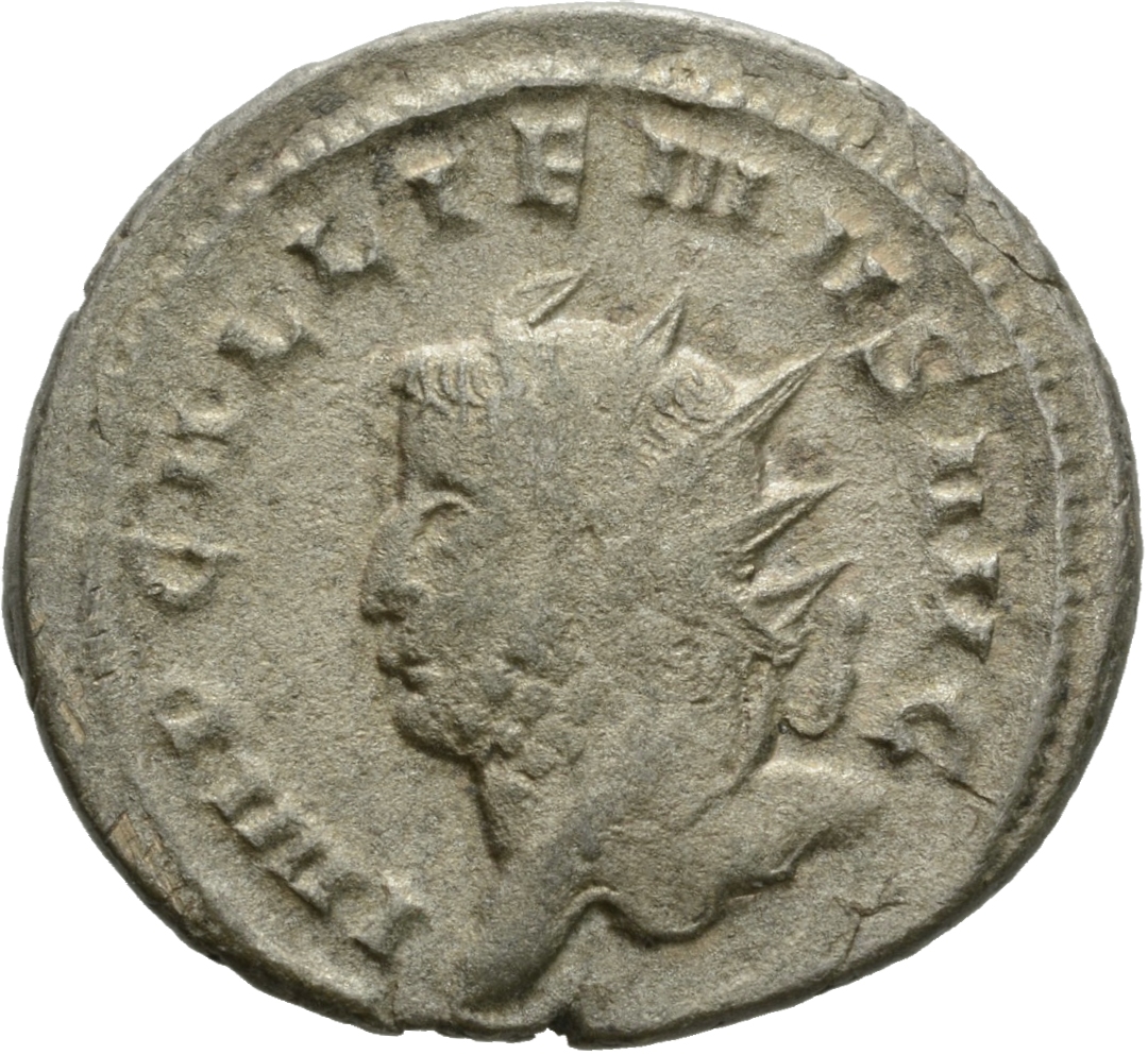 RIC V Gallienus (joint reign) 405l Valerian obverse, Head of Gallienus, radiate, left