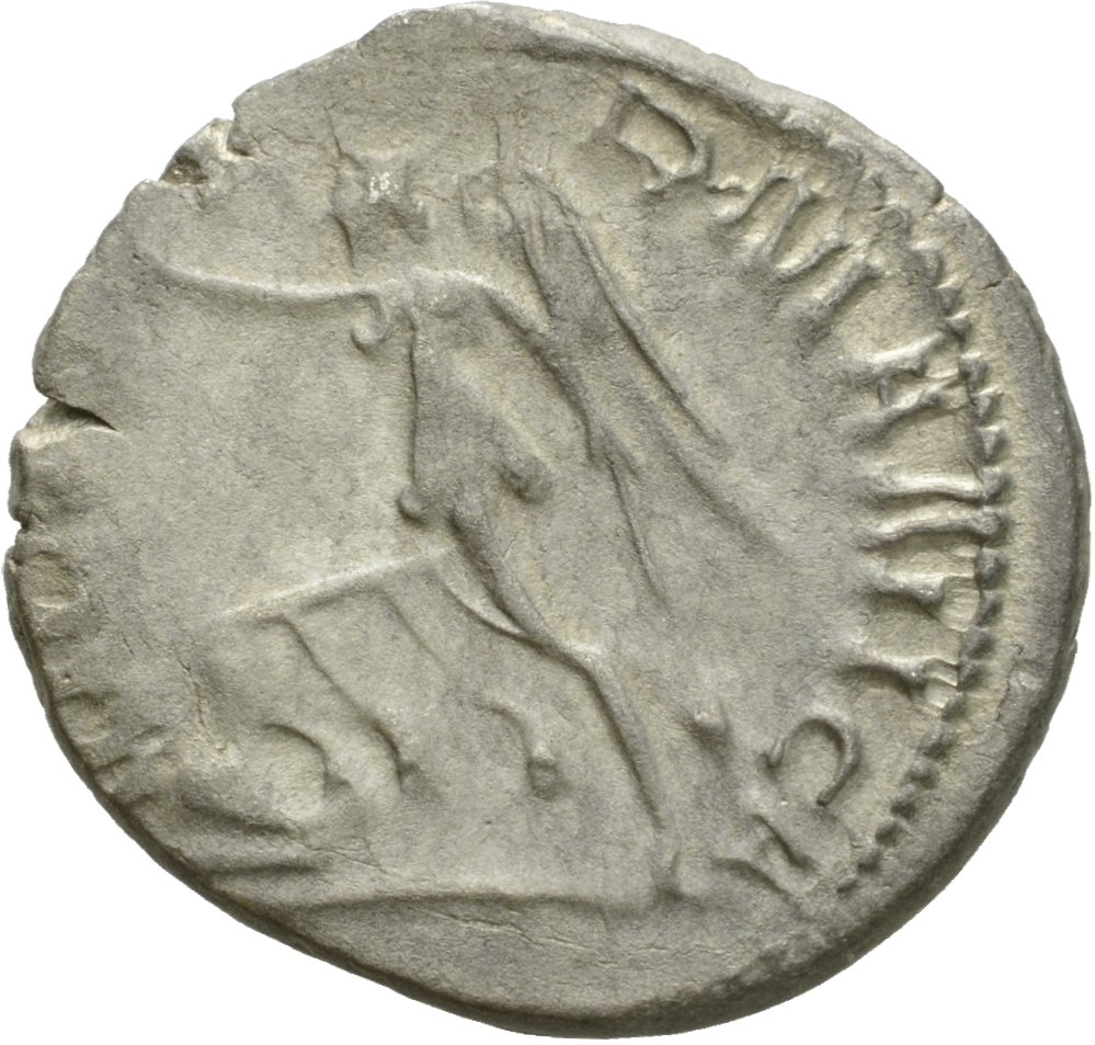 RIC V Gallienus (joint reign) 44(a) Valerian reverse, Victory, winged, draped, running left, holding wreath in right hand ...