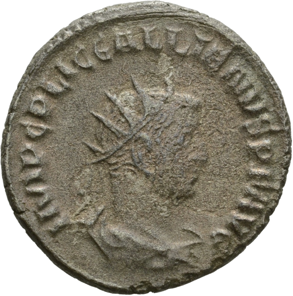 RIC V Gallienus (joint reign) 440: Subtype 3 Valerian obverse, Bust of Gallienus, radiate, draped, cuirassed, right